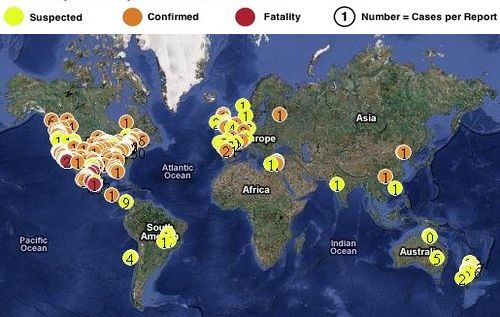 WHO flu update shows 21 countries with 1085 cases and 26 deaths