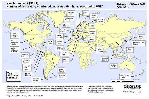 Latest flu update shows 5,728 cases in 33 countries and 61 deaths