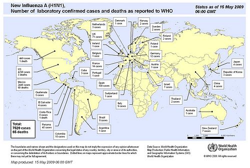 Latest flu update shows 7,520 cases in 34 countries with 65 deaths