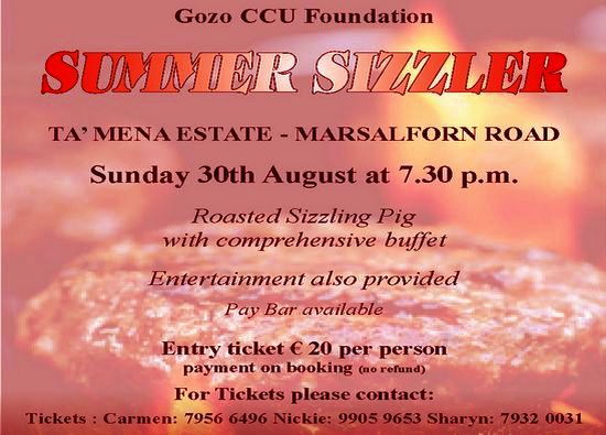 Summer Sizzler in aid of Gozo CCU Foundation