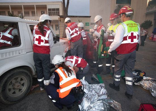 Multiple casualty incident simulation at Arkadia parking