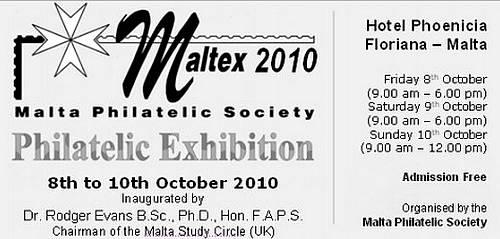 XI Maltex 2010 Philatelic Exhibition being held next month