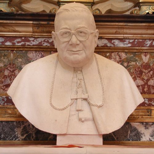 Plaster bust of Bishop Nikol Cauchi on display in Victoria