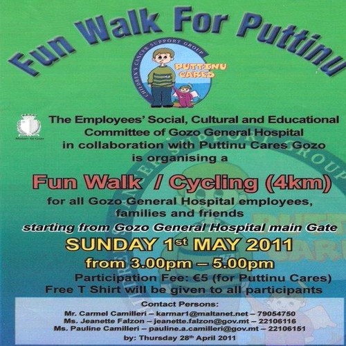 4Km Fun Walk & Cycle for Puttinu Cares Gozo this Sunday