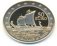Issue of numismatic coin, Explorers The Phoenicians in Malta Issue of numismatic coin, Explorers The Phoenicians in Malta