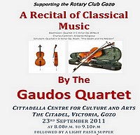 The Gaudos Quartet to perform live at the Citadel, Victoria The Gaudos Quartet to perform live at the Citadel, Victoria
