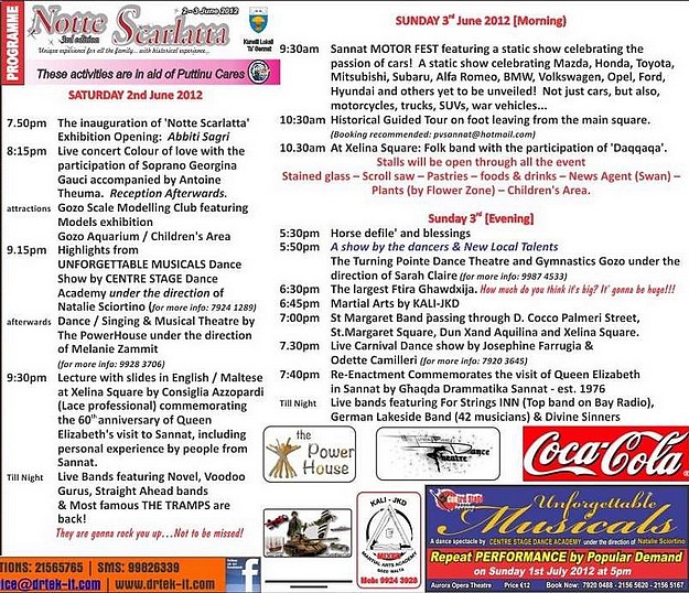 The full programme of events