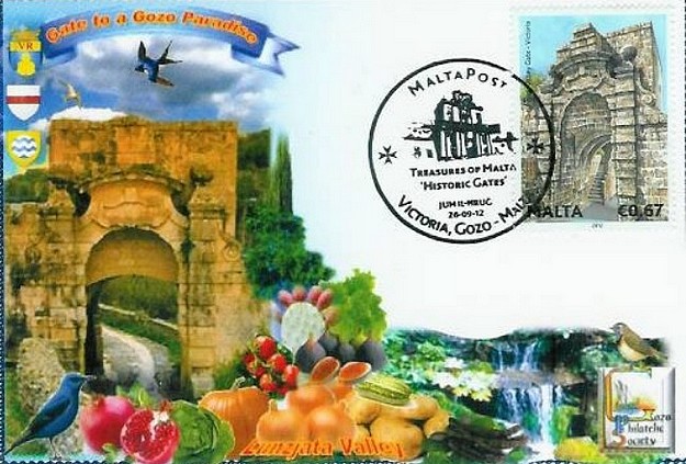 Commemorative cards from GPS of 2 historic gates in Gozo