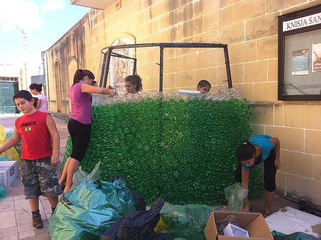 eco-themed Christmas tree taking shape in Xaghra Village