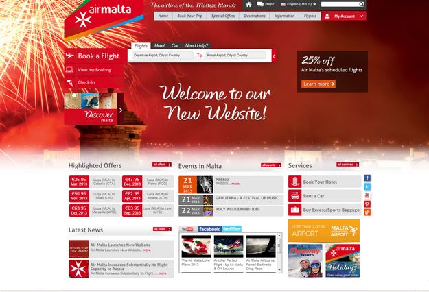 Air Malta website launch with 25% discount one-day sale