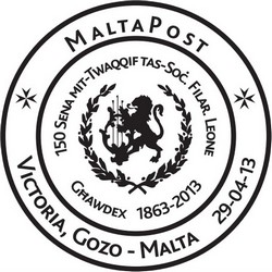 Special hand postmark issued for– Soc. Filar. Leone of Gozo Special hand postmark issued for– Soc. Filar. Leone of Gozo