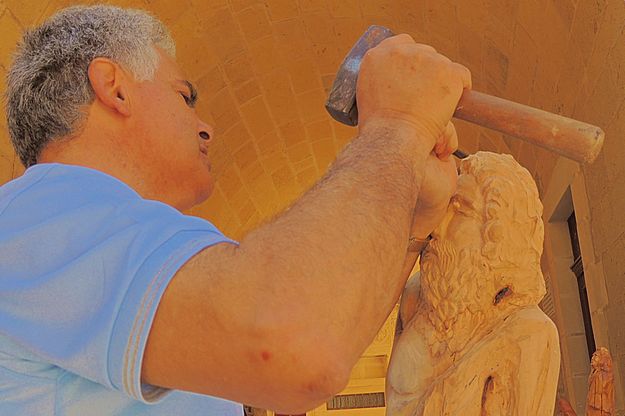 Gozitan artist Mario Aguis at work for Notte Gozitana 2013