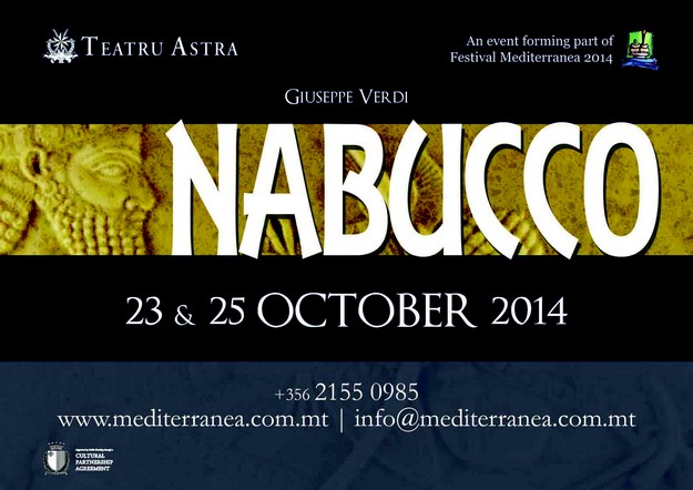 Nabucco to open Festival Mediterranea 2014 at the Teatru Astra