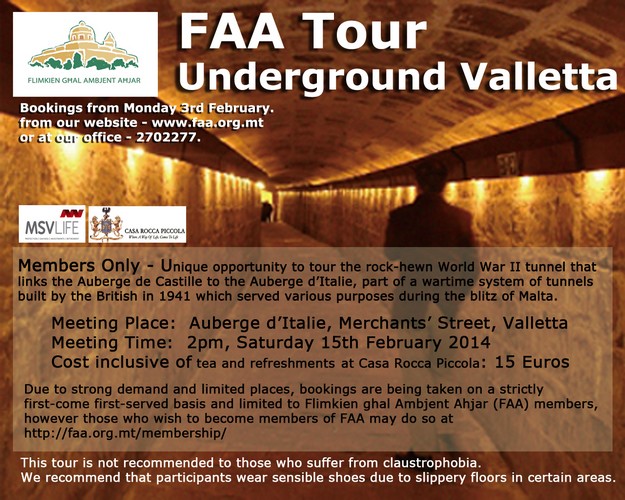 FAA tour of underground World War II tunnel in Valletta
