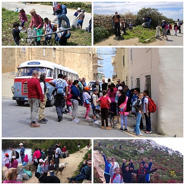 35 people & 4 dogs collect 30 bags of rubbish on Gozo up hike
