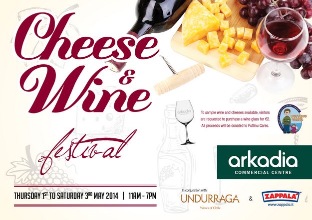3-day Cheese & Wine Festival in aid of Puttinu at Arkadia Gozo
