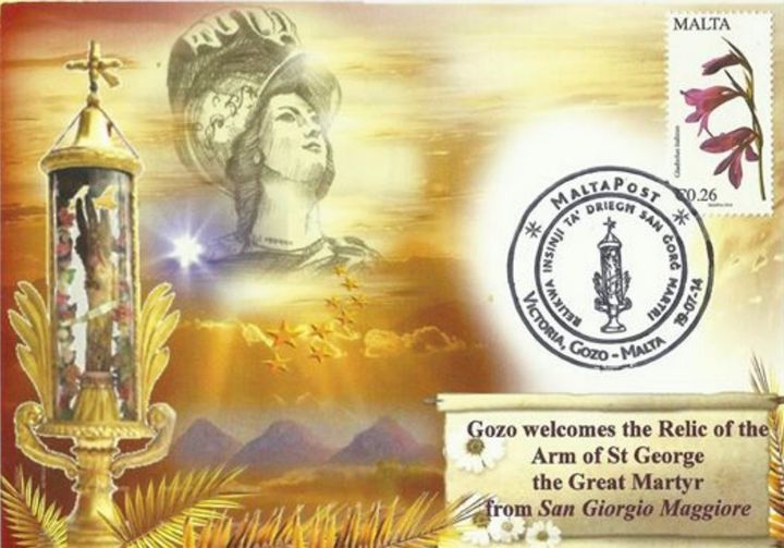 Special card issued for Gozo visit of the Holy Relic of the arm of St George