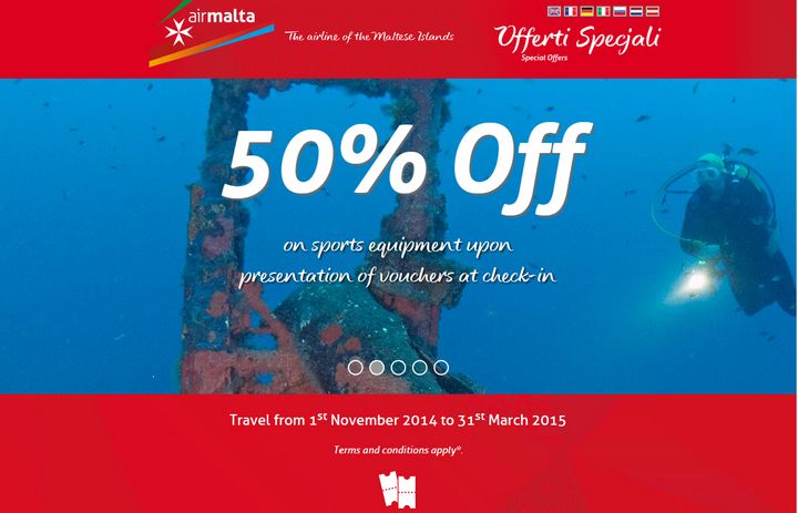 50% off the carriage of sports equipment when flying Air Malta 50% off the carriage of sports equipment when flying Air Malta