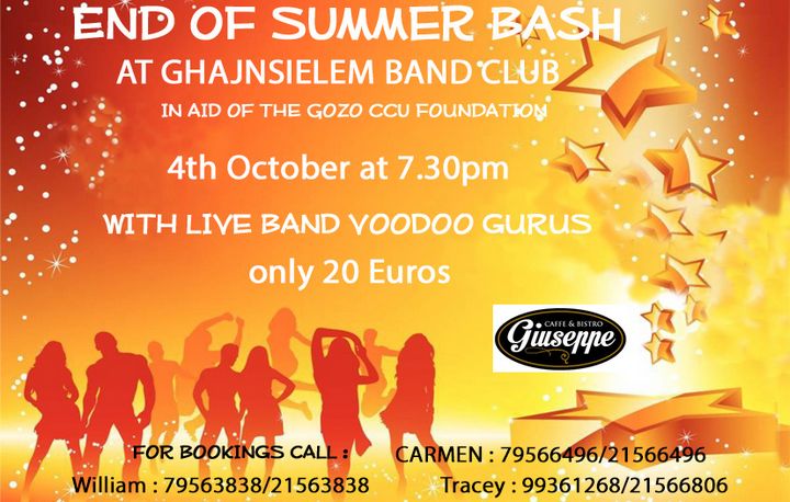 End of Summer Bash: BBQ in aid of the Gozo CCU Foundation