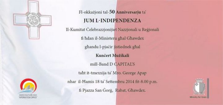 50th anniversary celebration concert in Gozo with the D Capital’s Band