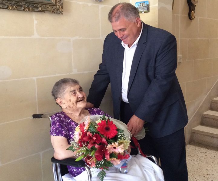 Gozo Minister visits Maria Xerri on the occasion of her 100th birthday Gozo Minister visits Maria Xerri on the occasion of her 100th birthday