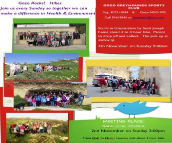 Gozo-Rocks hikes taking place this coming Sunday and Tuesday