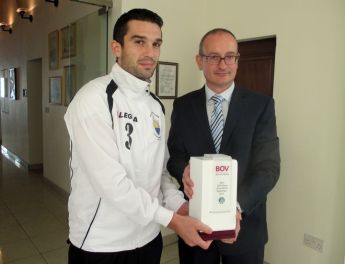 Charles Mercieca of Nadur Youngsters &  John Camilleri of Xewkija Tigers win BOV GFA awards