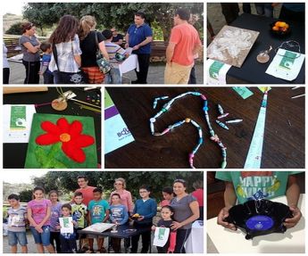 Making recycled crafts from material collected on Gozo clean-up hikes