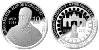 Numismatic coin for the 400th anniversary of Wignacourt Aqueduct