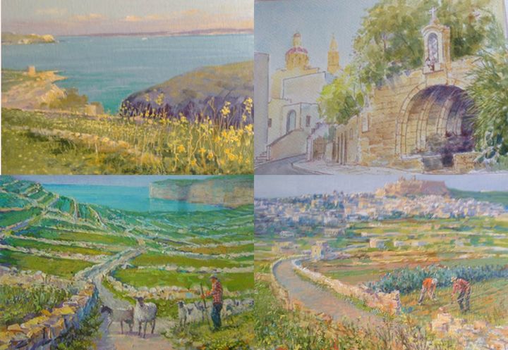 Gozo Exhibition of Gozitan Landscapes by Michael Sanders 1950-2014
