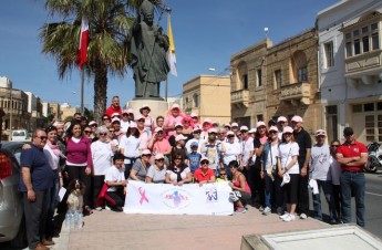Good turnout for the ‘Think Pink, Walk Proud’ Awareness walk to Ta’ Pinu