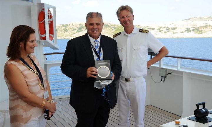 Gozo Minister Anton Refalo visits luxury cruise liner Europa 2