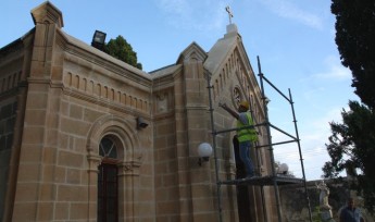 Restoration underway on facade of St Mary’s Chapel in Victoria Restoration underway on facade of St Mary’s Chapel in Victoria