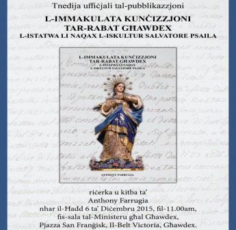 Book launch this Sunday on the statue of the Immaculate Conception