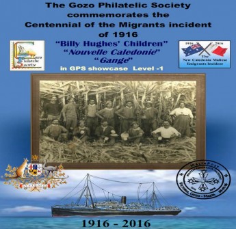 Gozo Philatelic Society exhibition: `New Caledonia Migrants Incident’