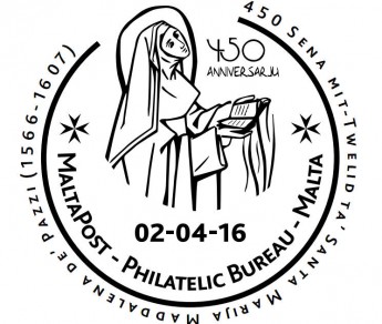 Hand postmark 450 Sena mit-Twelid ta’ Santa Marija Maddalena de Pazzi Hand postmark 450 Sena mit-Twelid ta’ Santa Marija Maddalena de Pazzi