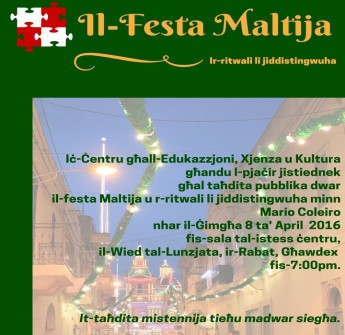 Gozo public lecture this Friday on the Maltese feast and traditions
