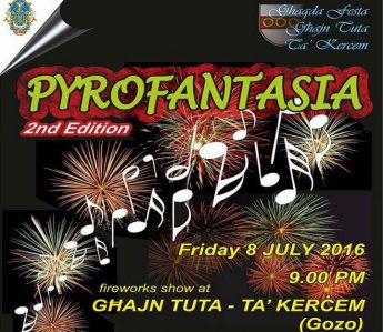Pyrofantasia: Fireworks show at Ghajn Tuta – Kercem on Friday