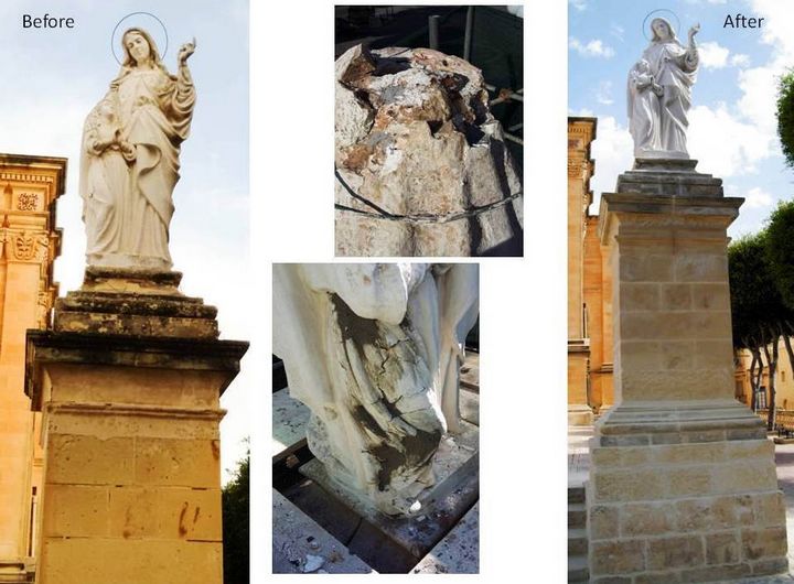Wirt Ghawdex completes restoration of 2 statues on Qala church parvis