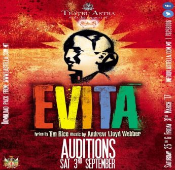 Astra Theatre call for auditions for Evita, billed for March 2017