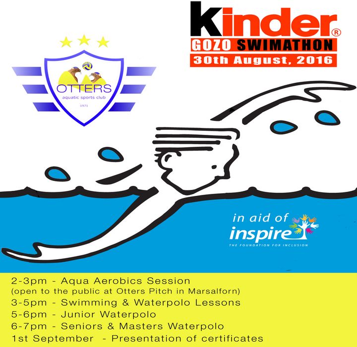 Kinder Gozo Swimathon at Otters Marsalforn in aid of Inspire