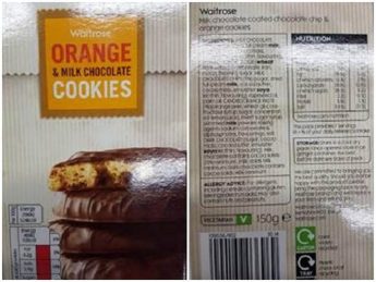 Warning on Waitrose orange cookies for undeclared hazelnuts Warning on Waitrose orange cookies for undeclared hazelnuts