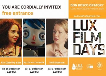LUX Film Days Gozo: 3 films next weekend at the Oratory Don Bosco