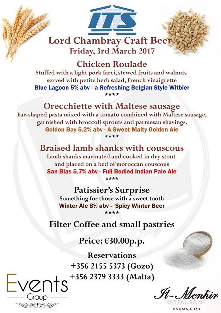Il-Menhir Restaurant & Lord Chambray joint event