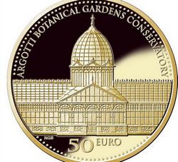 Coins commemorate the Argotti Botanical Gardens Conservatory