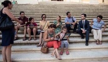 Family writing activity enjoyed in the historic surroundings of the Citadel