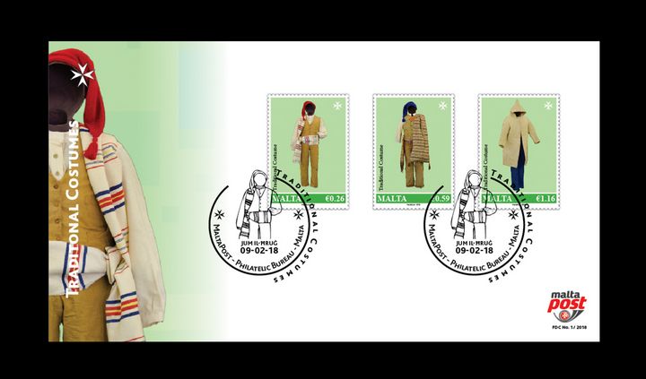 MaltaPost stamps issue depicting Traditional Costumes Stamp