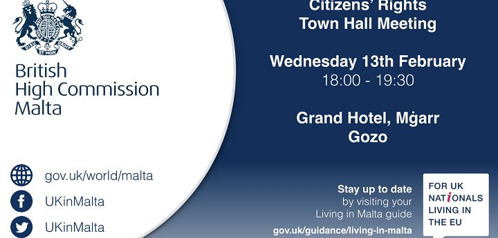 UK nationals citizens’ rights meeting in Gozo next Wednesday