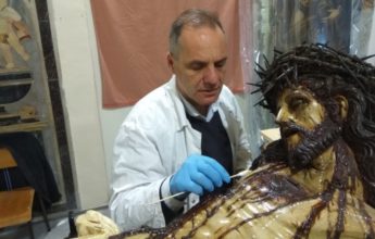 Gozitan working as Head Conservator on Ta’ Giezu Crucifix Gozitan working as Head Conservator on Ta’ Giezu Crucifix