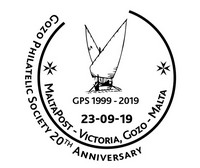20th Anniversary Gozo Philatelic Society special hand stamp